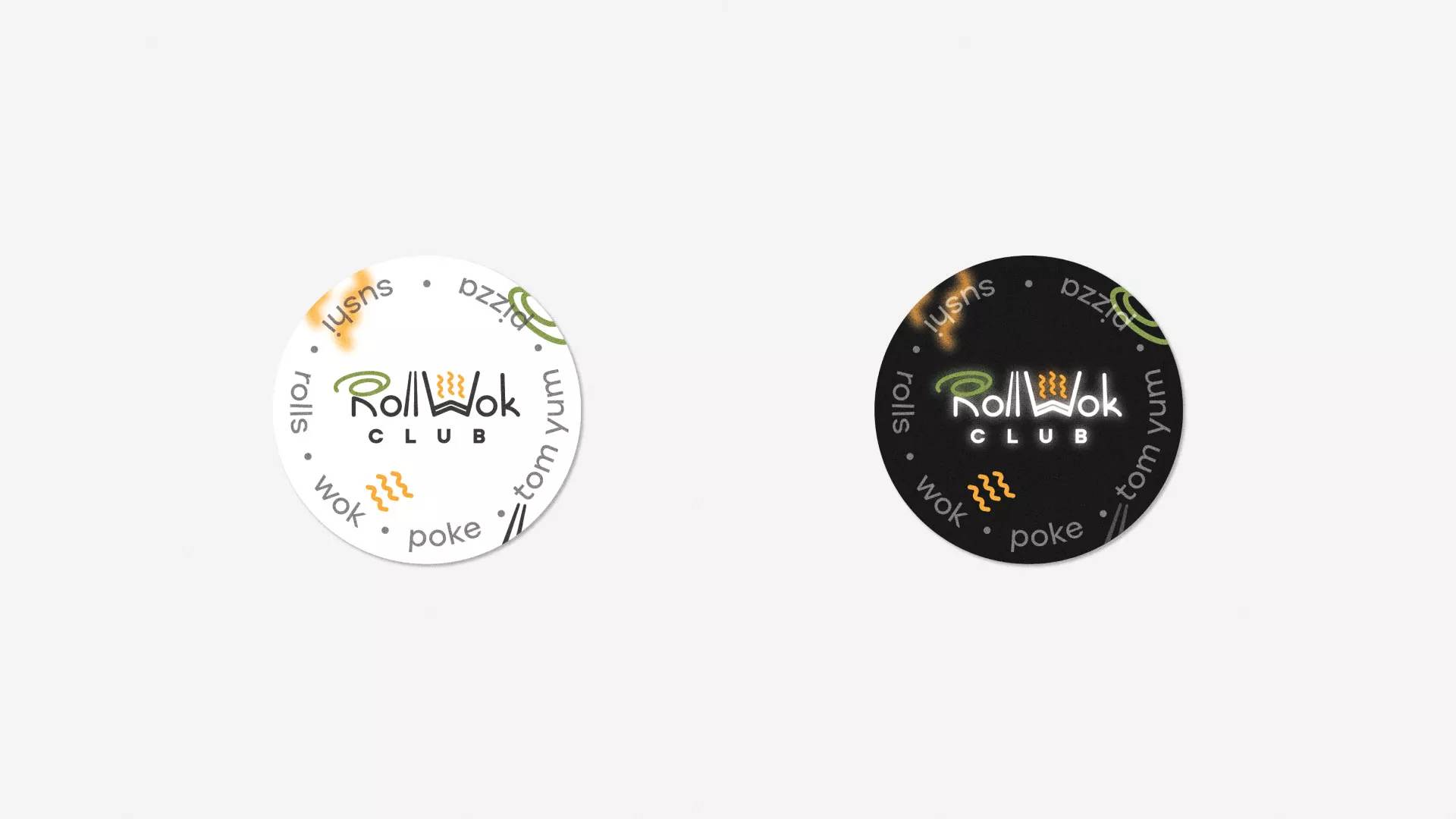 Разработка наклеек для суши-бара «Roll Wok Club» в Жукове