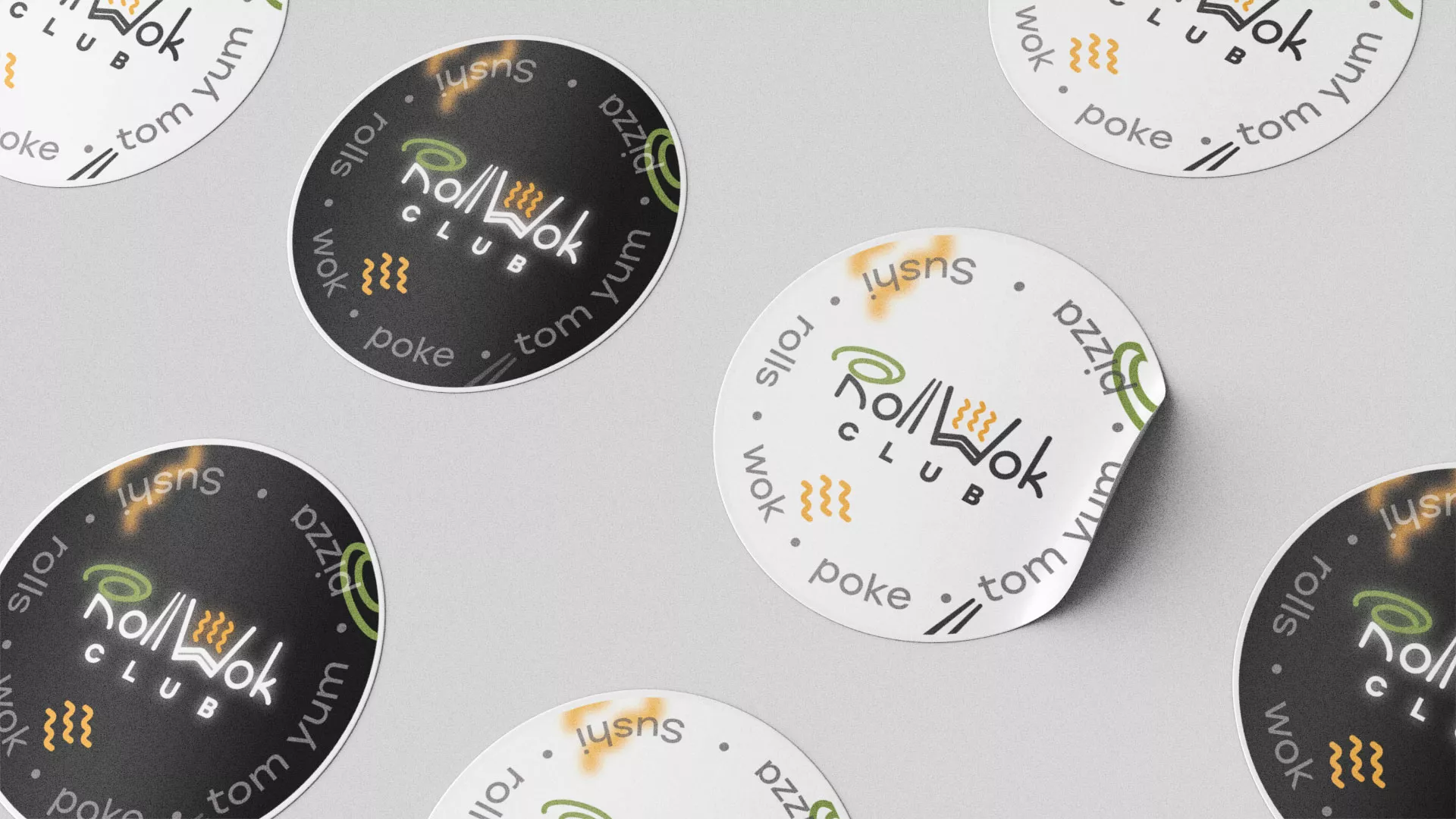 Разработка наклеек для суши-бара «Roll Wok Club» в Жукове